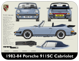 Porsche 911SC Cabriolet 1982-84 Place Mat, Medium